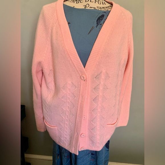 Vintage Risa Pink Cardigan Sweater. - Picture 1 of 7